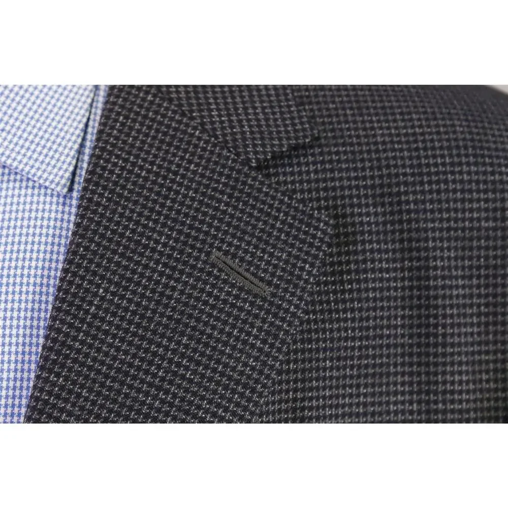 Samuelsohn Gray Black Knit Woven Italian Wool 2-Btn Sportcoat Blazer 48L